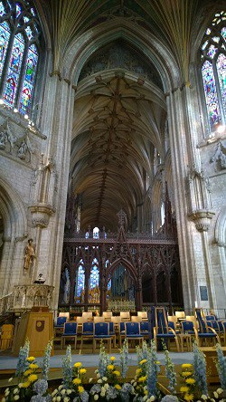Inside Ely Cathedral before the start of the Open University's East of England graduation ceremony