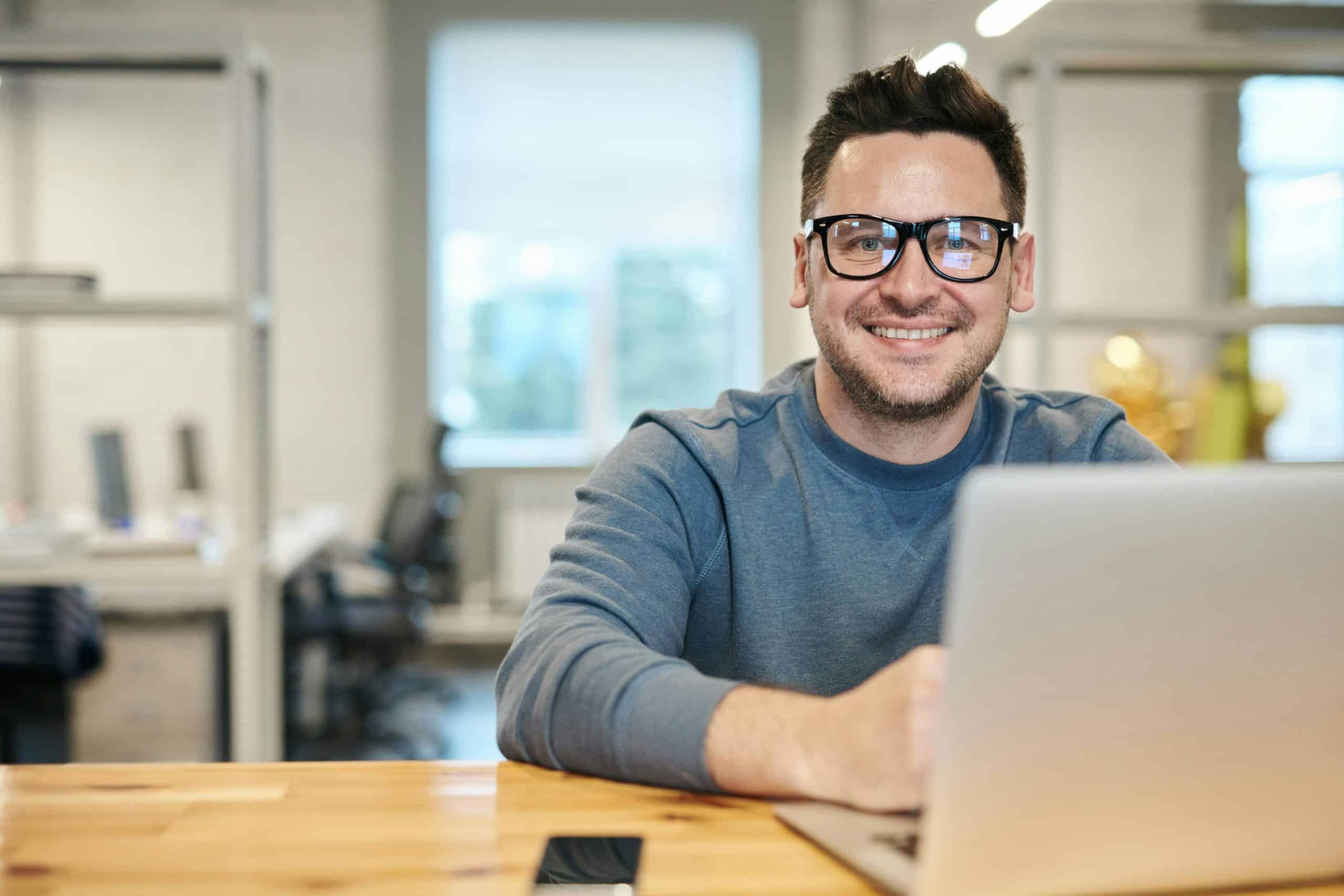 young man with glasses