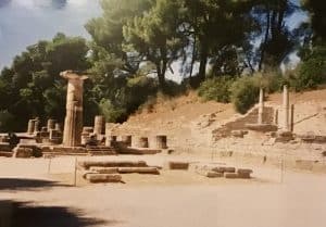 The site at Olympia today (foreground) where the Olympic Flame is lit.