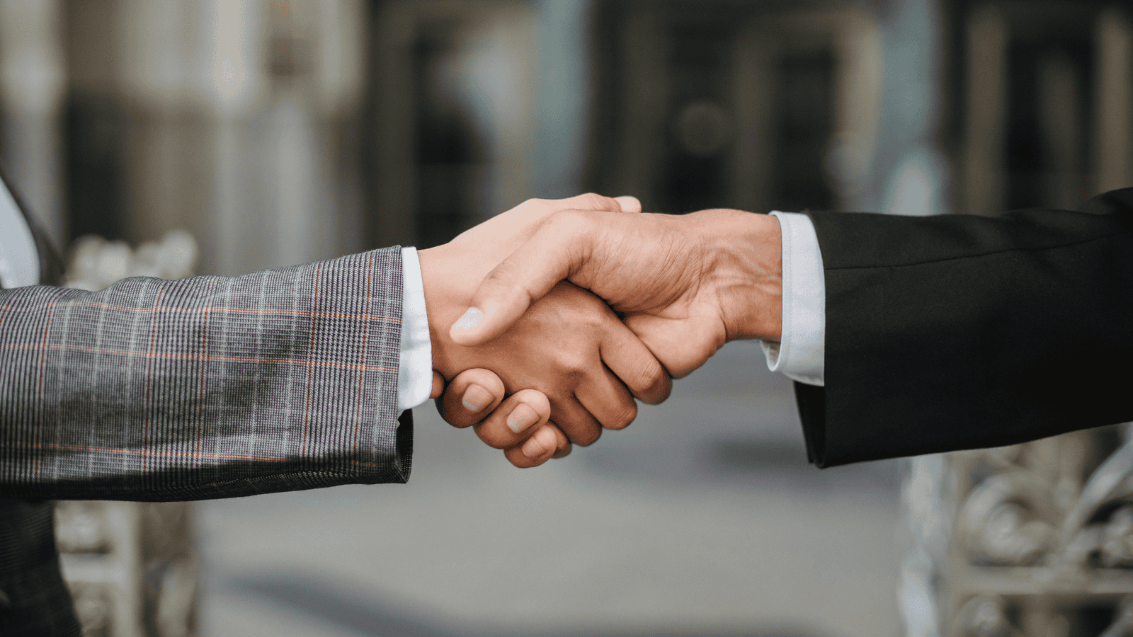 Strong handshake between 2 professionals discussing politics.