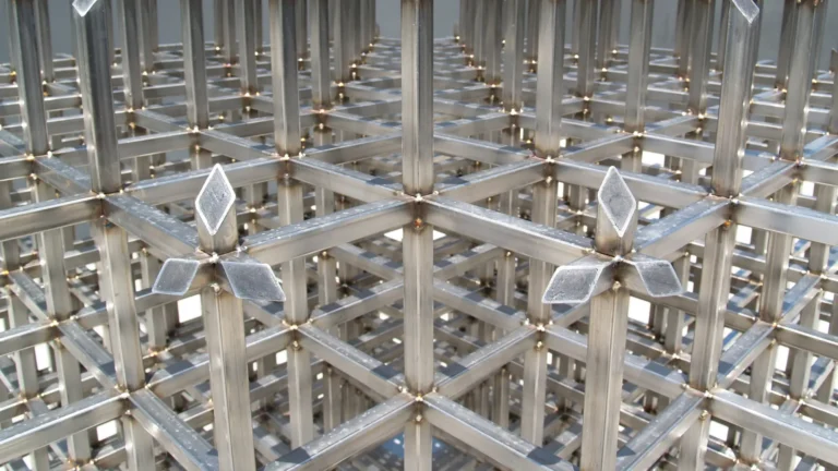 Metal bars set out in a complicated symmetrical 3D design